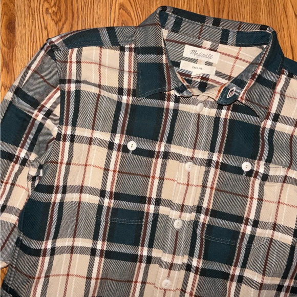 Madewell Twill Easy Fit Long Sleeve Shirt in Peterson Plaid Smokey Spruce - Picture 3 of 9